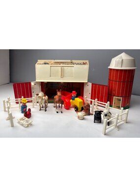 Fisher Price Family Farm Playset 1967 Barn Tractor Animals Accessories Vintage C
